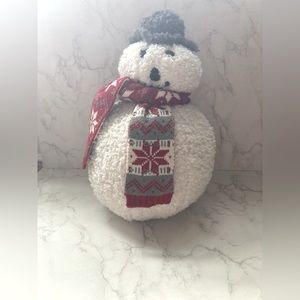 POTTERY BARN Cozy Archie Snowman Shaped Pillow Christmas 14" NWT